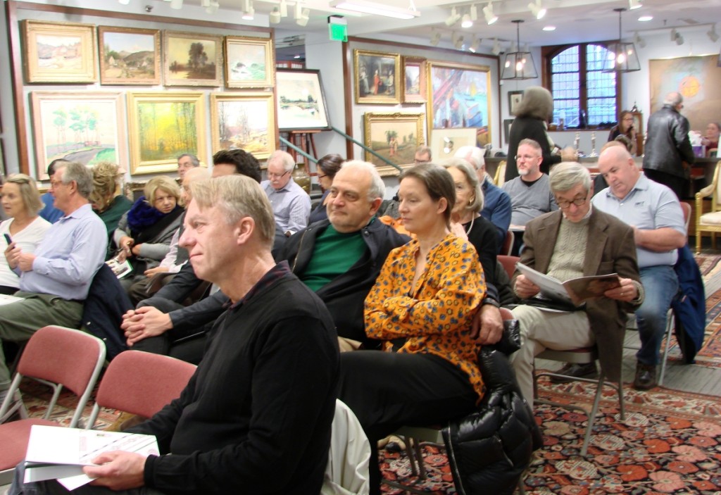 It was standing room only in the salesroom as the sale began. Several phone lines were in use throughout the sale and online bidding was available.