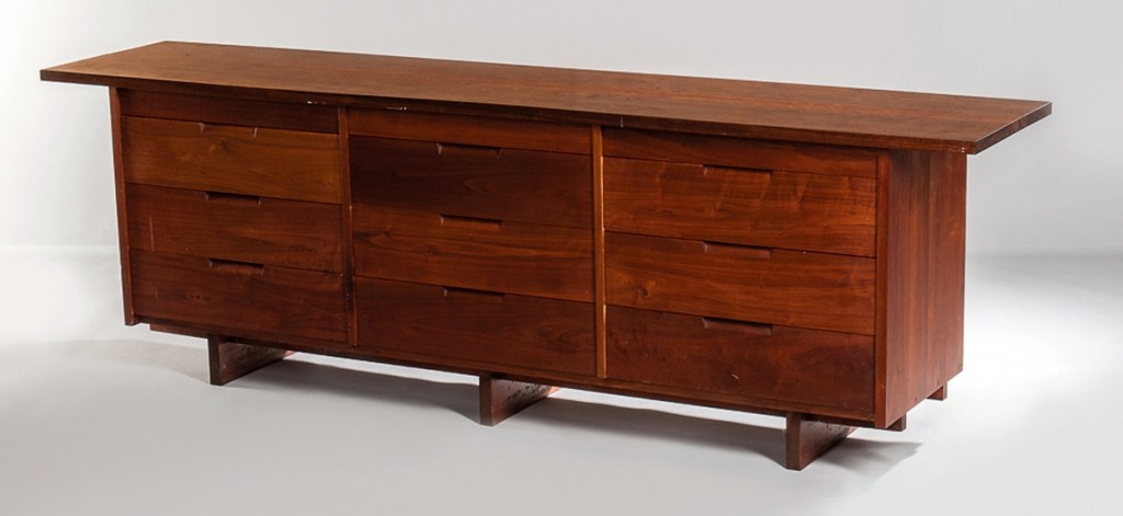 The highest-priced piece of furniture in the sale was this George Nakashima walnut triple chest with 12 drawers, which finished at $27,060.