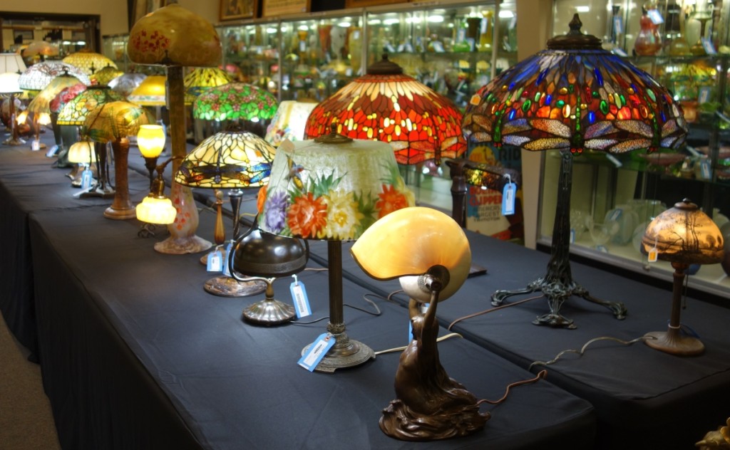 Part of the collection of lamps, shown on exhibition prior to the auction.