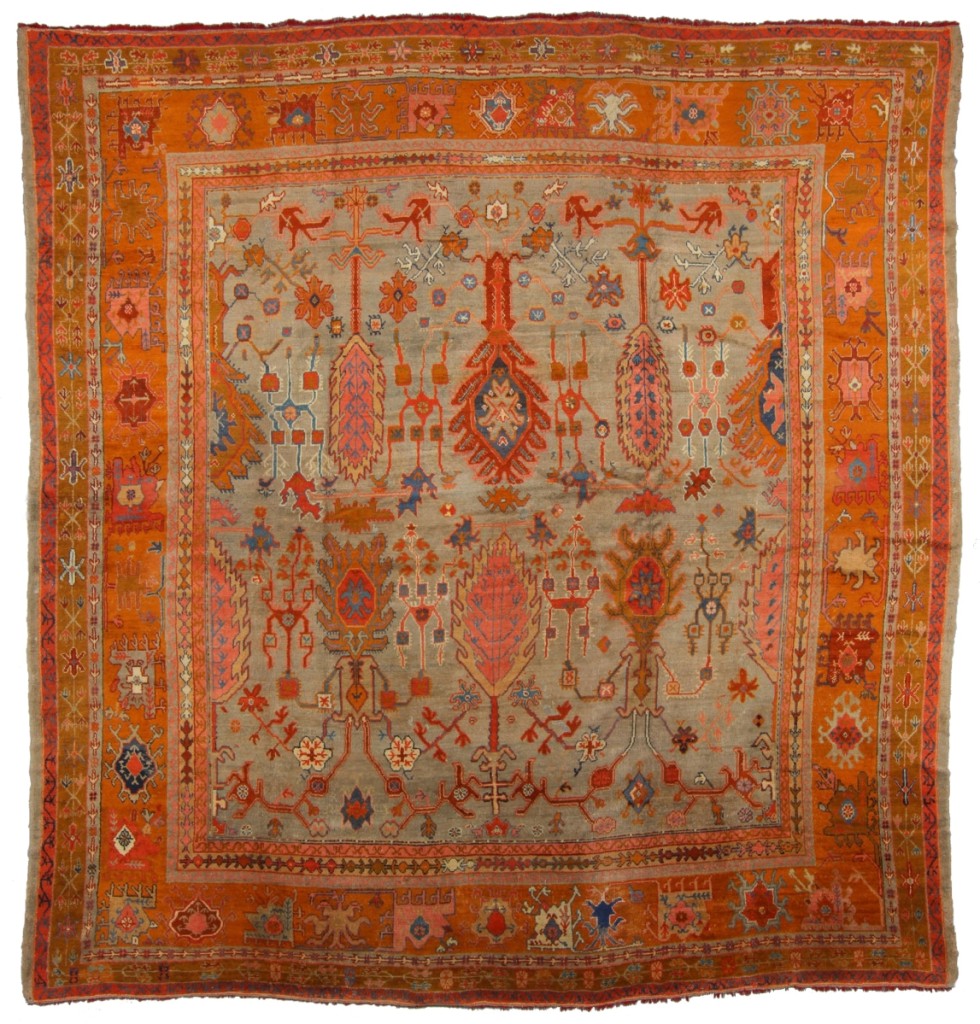 Topping the sale was this Oushak rug from West Anatolia, Turkey, 16 feet 11 inches by 17 feet 10 inches, which finished at $37,500.