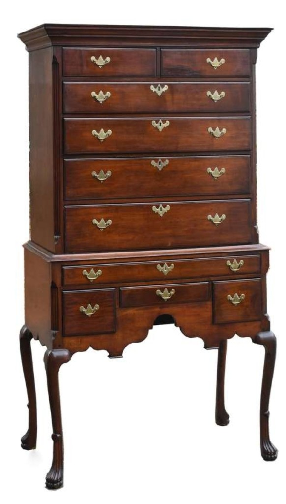 From the Fenn/Raley estate, which Smith has been dispersing, this Eighteenth Century Queen Anne highboy was one the higher priced pieces of furniture in the sale. With unique carved stocking feet, similar to one in the Henry Ford Museum in Dearborn, Mich., it reached $7,200.