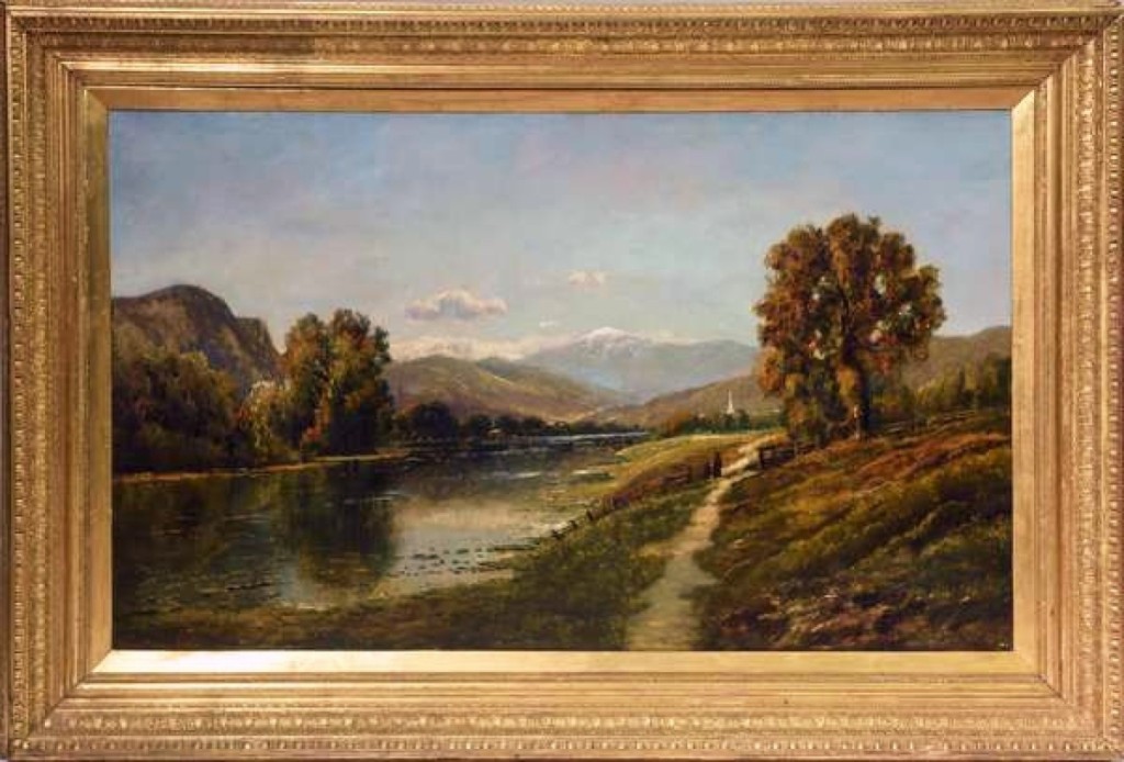 The highest priced item in the sale was a large, nicely framed, oil painting of Mount Washington from the Saco River Valley, 25 by 49 inches, by Edmund D. Lewis. It fetched $13,225.