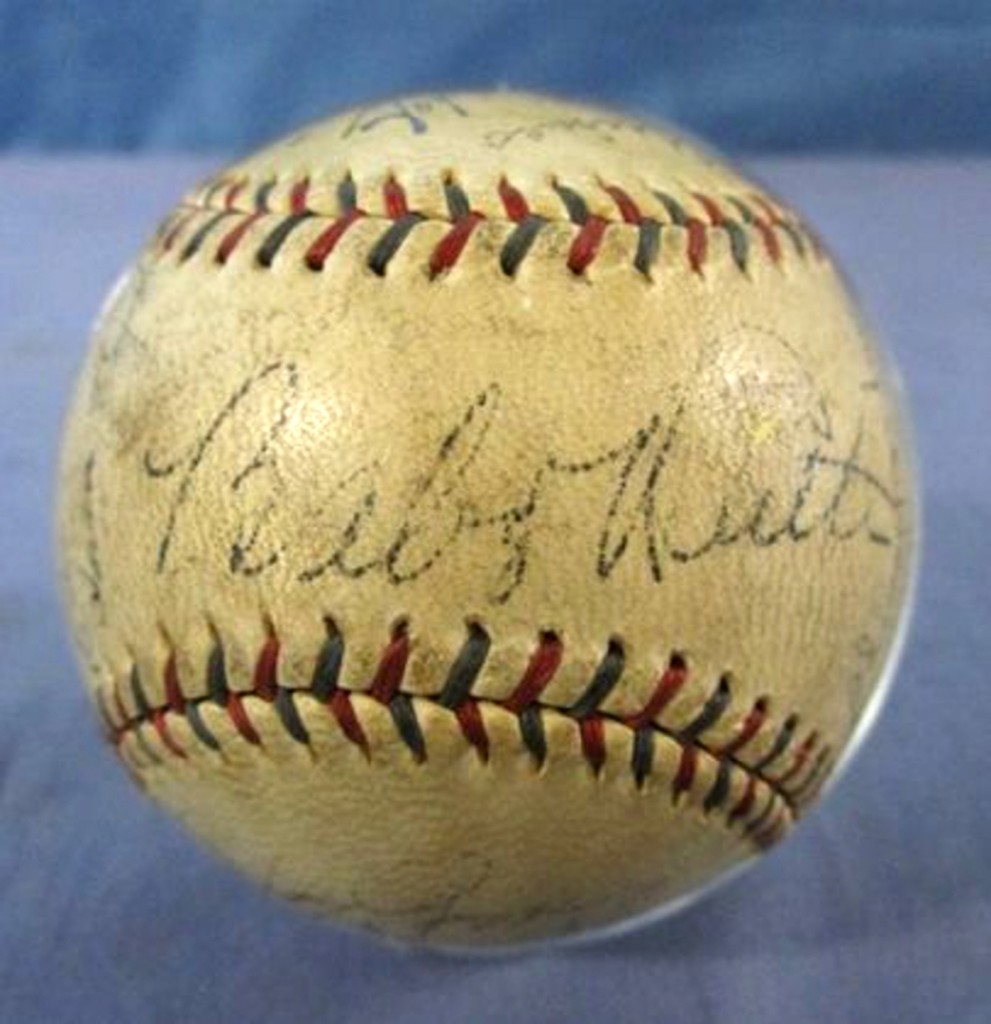 At the top of the sale was this 1934 Yankees team-signed baseball, featuring the signatures of Babe Ruth and Lou Gehrig. It went out at $5,060.