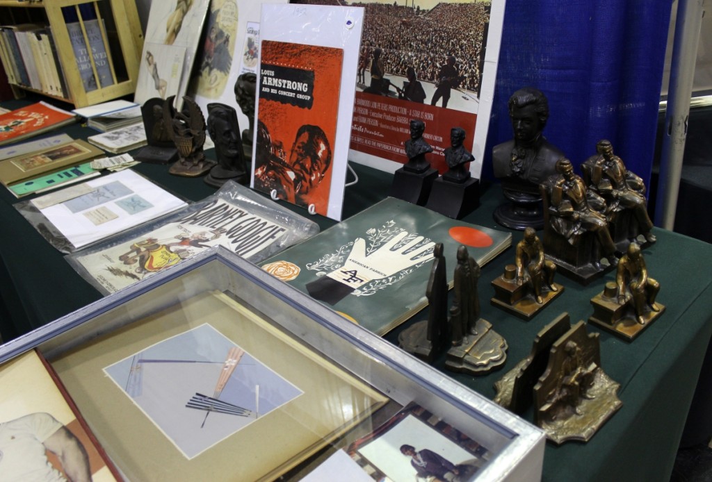 If you collect books, it seems obvious that you should collect bookends as well. Gary Welker, Rare Book & Print, Elmira, Ontario, Canada, had several pairs, one of which would be sure to suit your library.