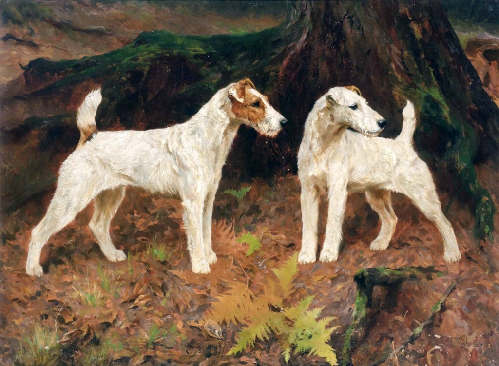 Perhaps you could call him a sire, but Arthur Wardle is regarded as one of the great forefathers of dog art. The artist’s “Two Wire Haired Fox Terriers in a Wood” was his highest result in the sale, settling at $13,750.