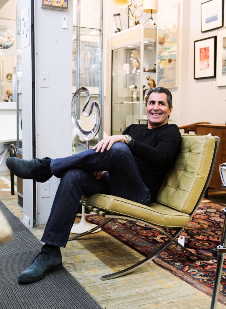 Amos Balaish, president of Showplace Antique + Design Center, with Peter Knoll’s Barcelona chair designed by Ludwig Mies van der Rohe. It sold for $1,200.