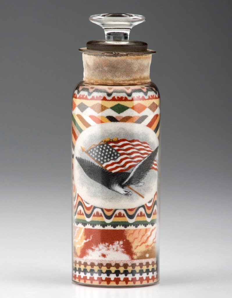 Leading the sale was this large patriotic motif sand bottle by Andrew Clemens. Estimated at $35/45,000, it brought $102,000 and was sold to an absentee bidder.