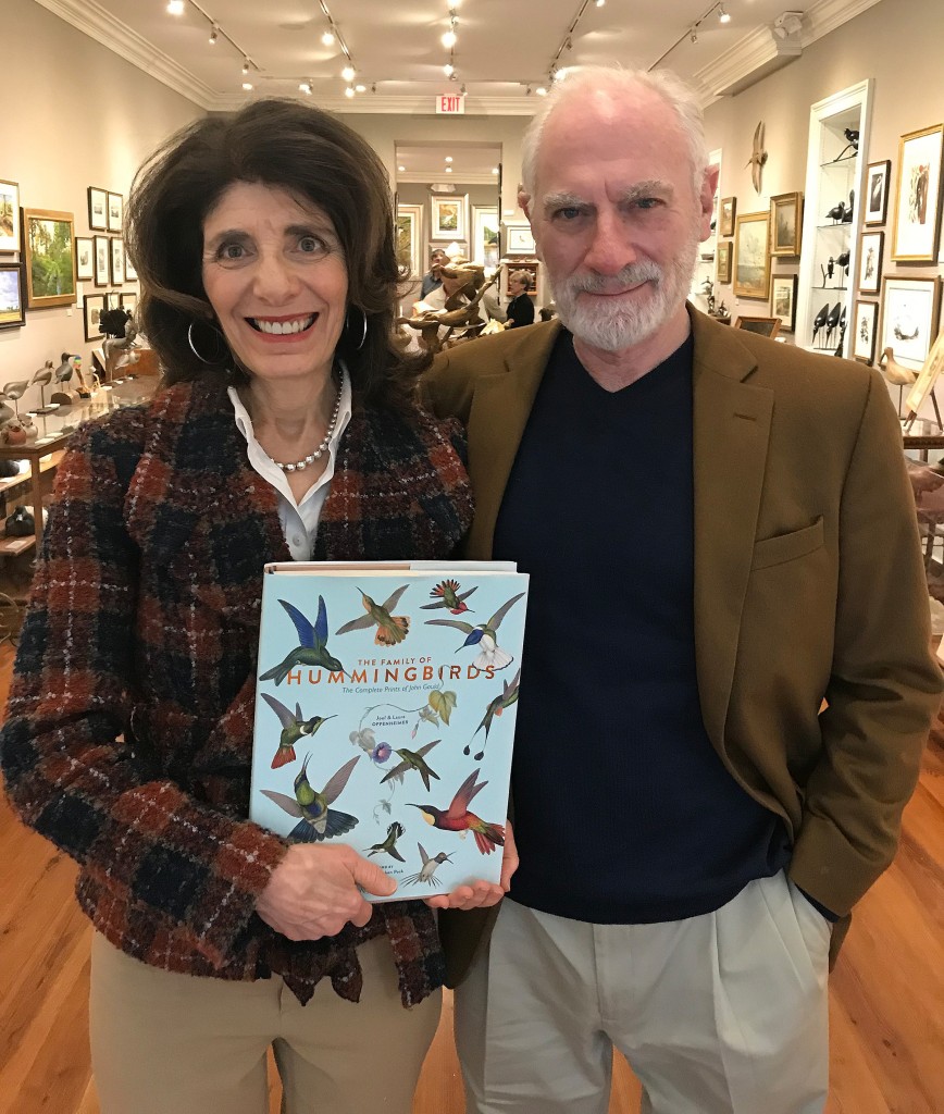 Joel and Laura Oppenheimer hold a copy of their newly released book, The Family of Hummingbirds: The Complete Prints of John Gould, published in 2018 by Rizzoli/Electa.