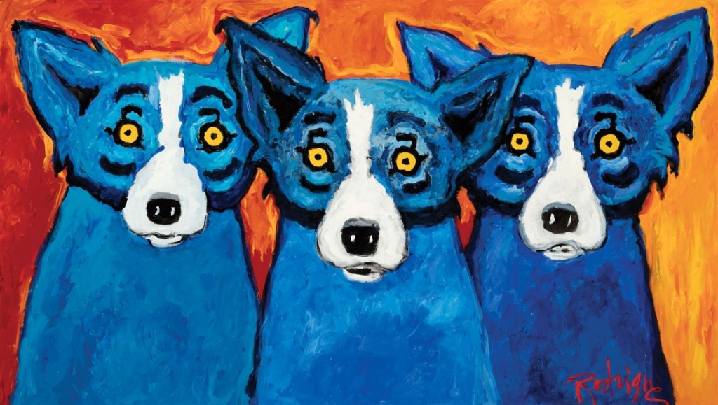 An expansive 1992 Rodrigue painting titled “I Hear the Blues, I See the Blues, I Sing the Blues,” rose to a mid-estimate $103,700.