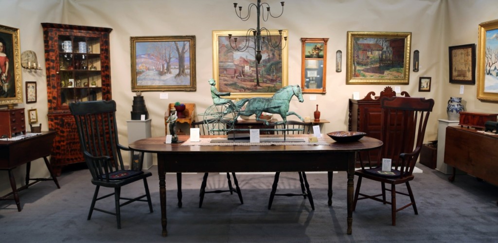 Joseph J. Lodge, Lederach, Penn., put together a nice display of Pennsylvania art and furniture. Among fine art, the dealer featured a selection of works from the New Hope School, including paintings by Antonio Martino, Walter Baum and Fern Coppedge.
