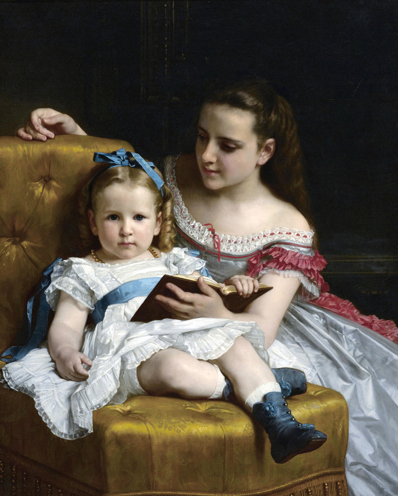 “Portrait of Frances and Eva Johnston” by William Adolphe Bouguereau, 1869, oil on canvas, 40 by 31-7/8 inches, private Collection California.
