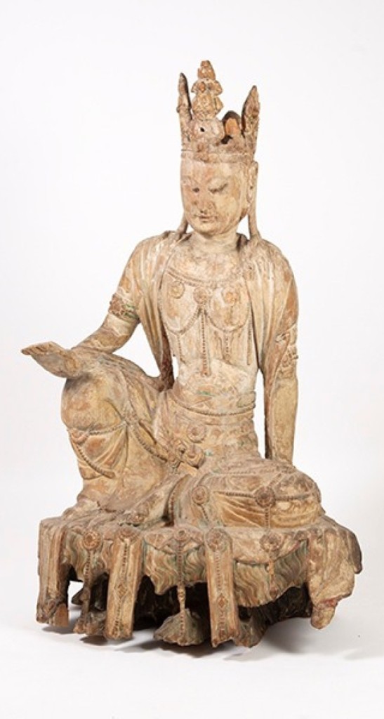 Chinese carved wood figure of Avalokiteshvara, Yuan/Ming dynasty ($150/250,000).