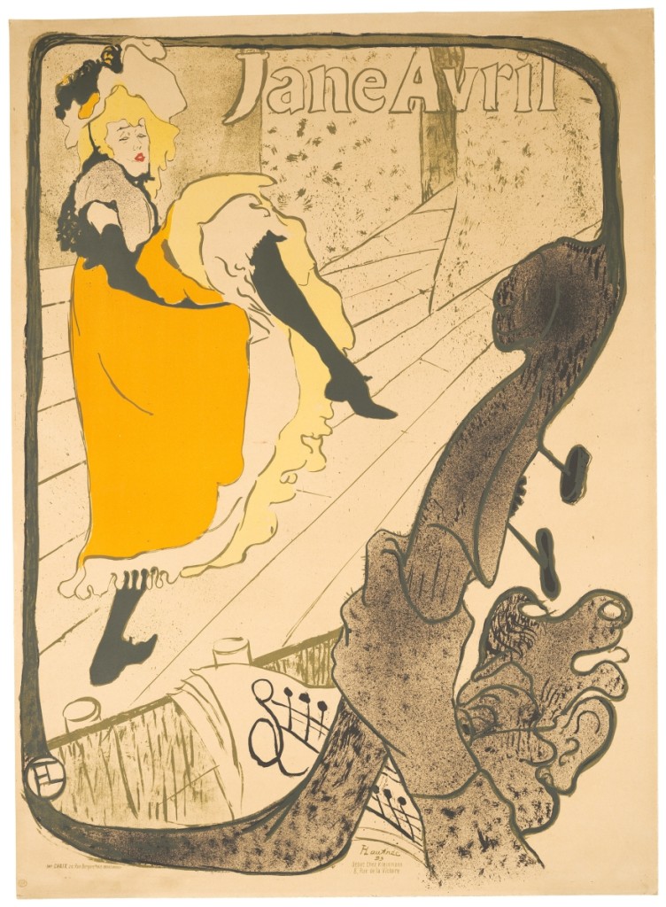 “Jane Avril” by Henri de Toulouse‑Lautrec (French, 1864–1901), 1893. Lithograph. The Metropolitan Museum of Art, Harris Brisbane Dick Fund, 1932. Courtesy, Museum of Fine Arts, Boston.