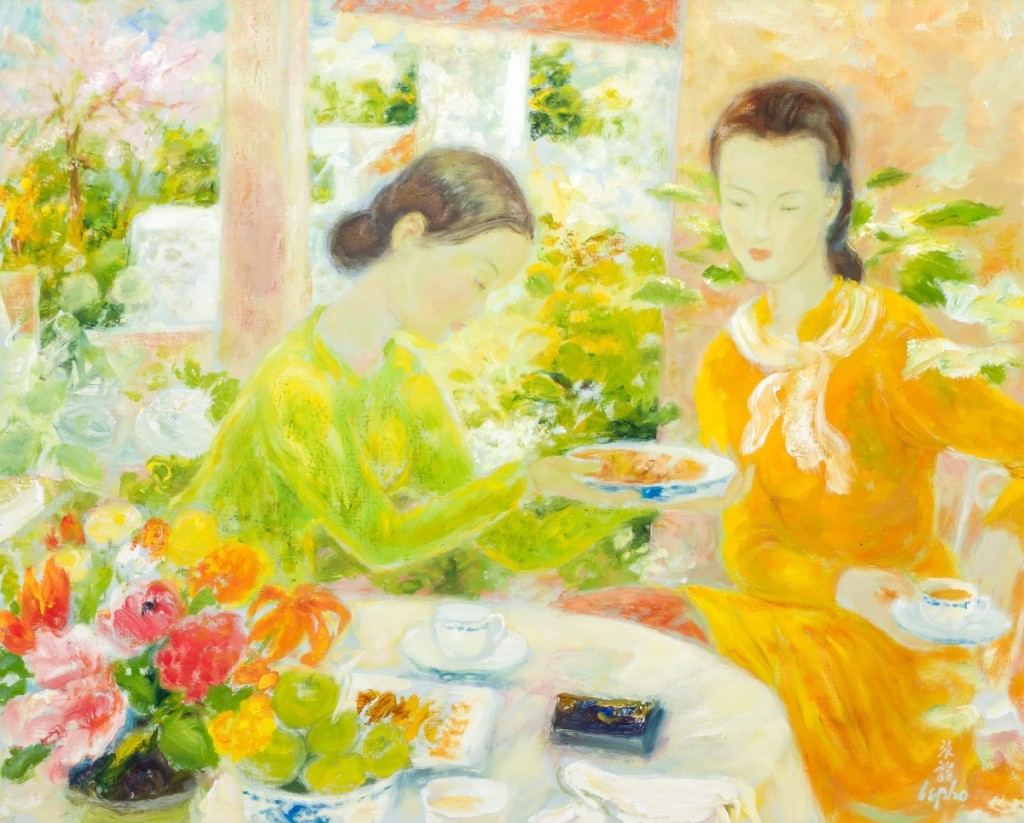 The sale’s top lot at $100,000 was Le Pho’s (1907–2001), “Le Thé (Tea Time),” oil on canvas, signed, 32 by 39½ inches.