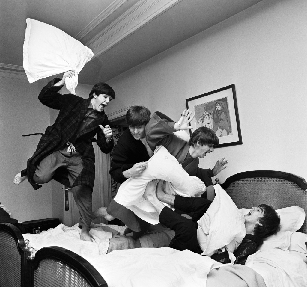 "The Beatles: Pillow Fight, Paris" by Harry Benson, 1964. Courtesy Staley-Wise Gallery, New York City. 