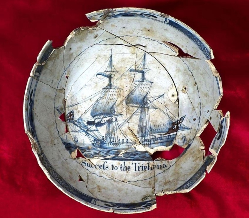 Now residing in the collection of the Museum of the American Revolution, this "Success to the Tryphaena" punchbowl was among Yamin's remarkable finds. Courtesy of the Museum of the American Revolution.