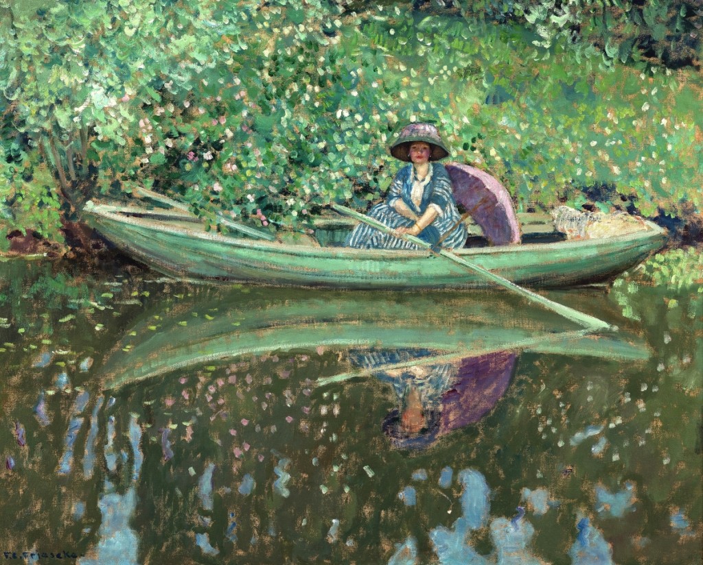 “On the River” by Frederick Carl Frieseke, 1908. Oil on canvas. Collection of Carolyn A. and Peter S. Lynch. Photography by Bob Packert/Peabody Essex Museum.