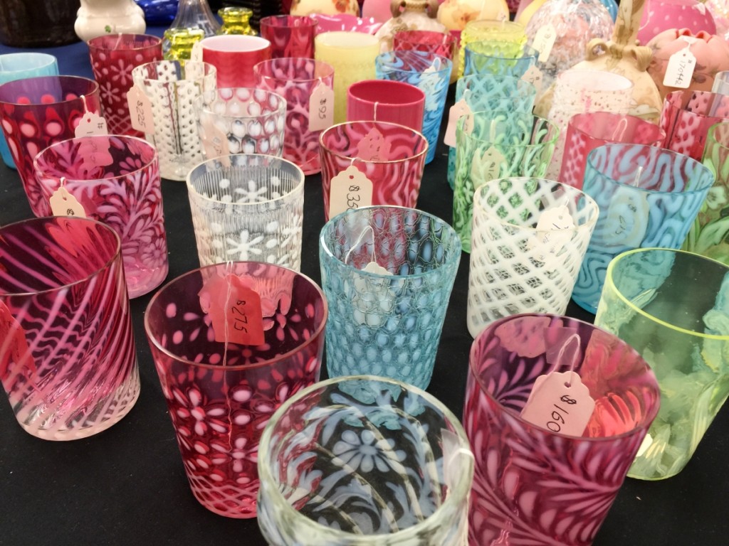 A selection of colorful tumblers was on hand from Robert Korn, Queens, N.Y.