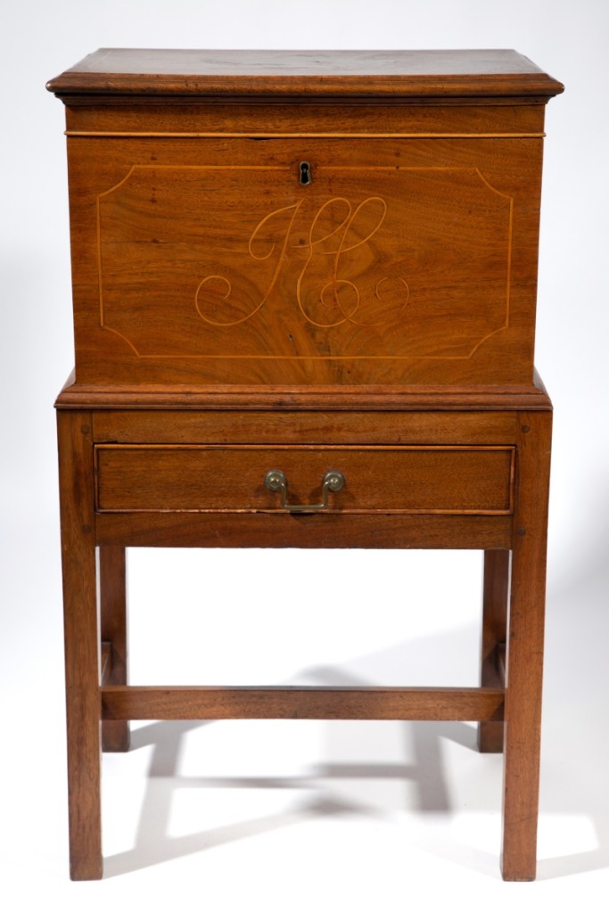 North Carolina inlaid walnut cellaret / bottle case was the top lot at $87,750.