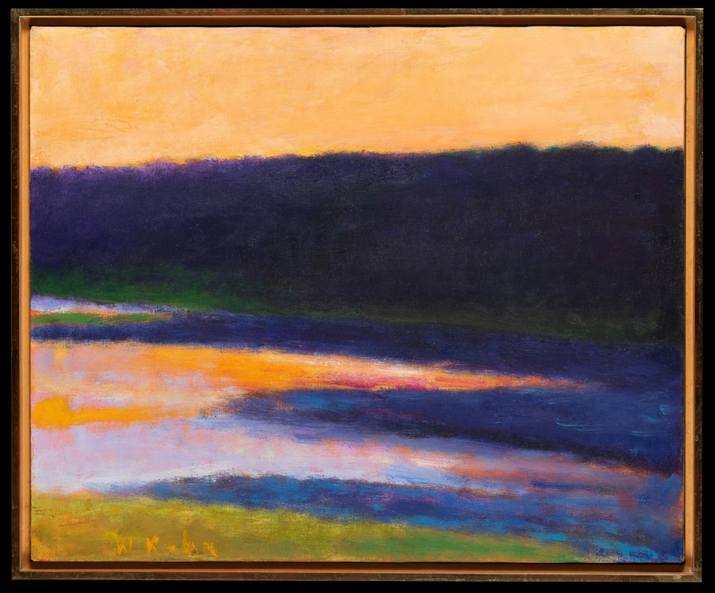 The highest priced painting in the sale, earning $39,600, was “Orange Dusk” by Wolf Kahn.