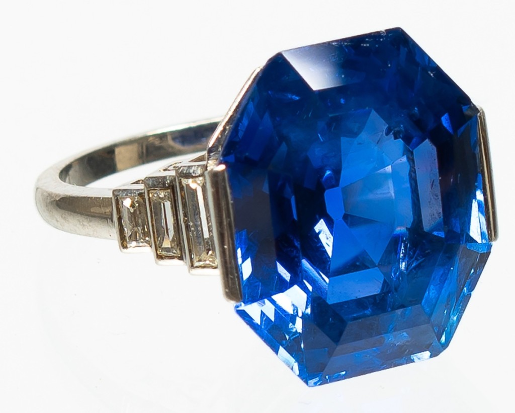 The Art Deco platinum Burmese sapphire ring with diamonds was expected to be the star of the sale. It did not disappoint, selling for $156,000 to a phone bidder who also bought other pieces from the same collection.