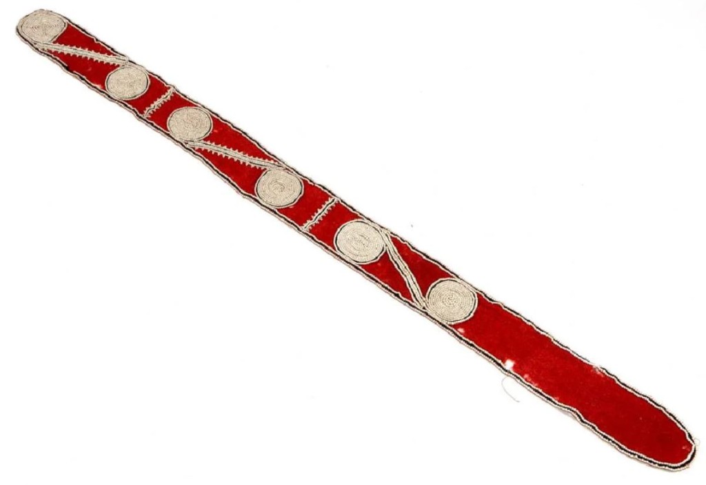 Chickasaw, Southeastern Native American beadwork sash was estimated $500/800 but realized $17,550.