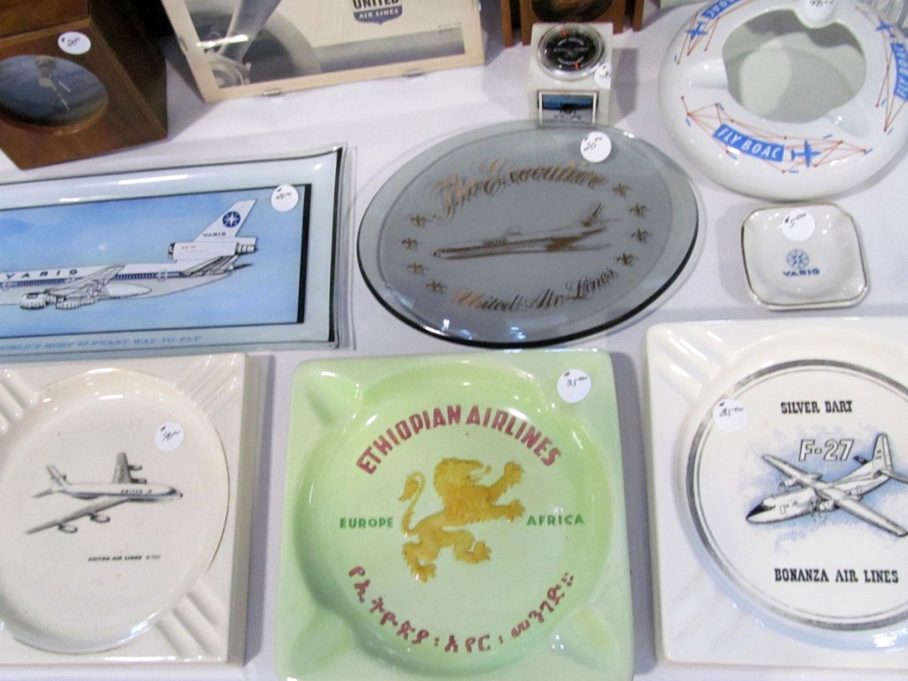 Tobacco-related collectors, or smokers, have a wide variety of airline ashtrays to choose from.