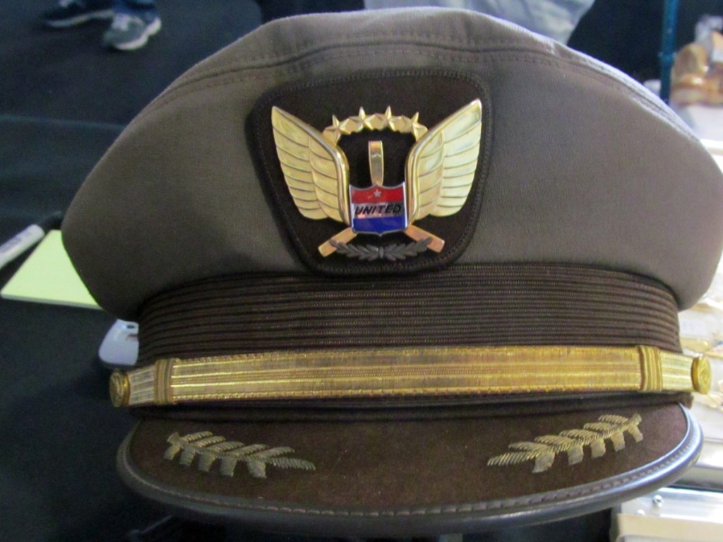 One of the few airline uniform items seen was this United Airlines captain’s hat with badge. Both the hat and the badge are collectible.