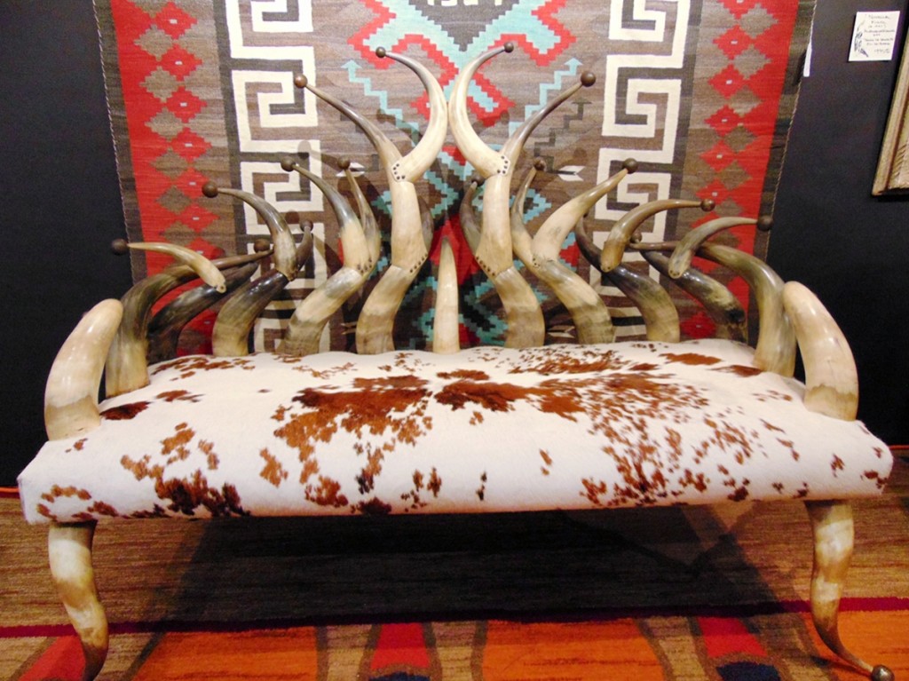 Long Horn settee, circa 1880, Texas, shown by Roadside America’s Gallery of the West, Santa Fe.