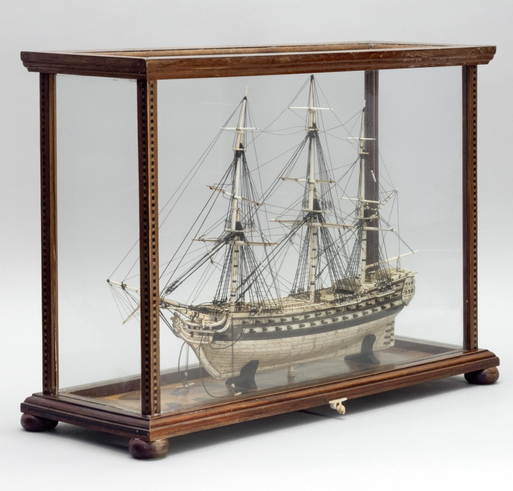 Another prisoner-of war ship model in the sale was this 80-gun British ship. Estimated at $12/18,000, the ship model sold for a solid $32,000.