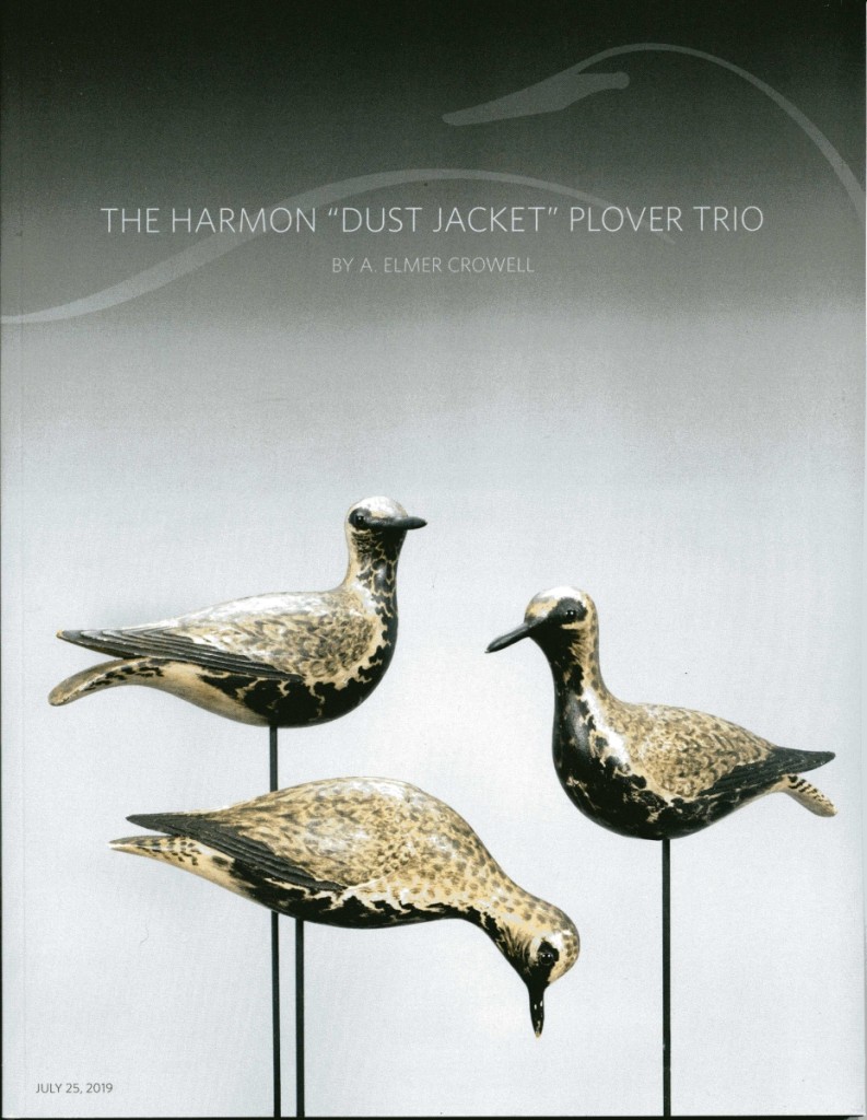 Copley produced a separate 48-page catalog for the Harmon trio of “Dust Jacket Plovers,” which were made by Elmer Crowell. They were the stars of the week, collectively earning $1,114,000. The turned head plover on left sold for $396,000; the classic straight ahead pose on the right sold for $324,000 and the feeding plover sold for $420,000. They have been together since 1977, and seller Ted Harmon hoped they would stay together. They did not; two went to one buyer and the third went to another buyer.