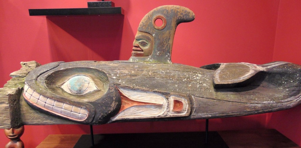 Northwest Coast wood-carved top of a 20-foot totem pole, probably Haida, mid Nineteenth Century offered by Mark Blackburn, Honolulu, for $12,000.