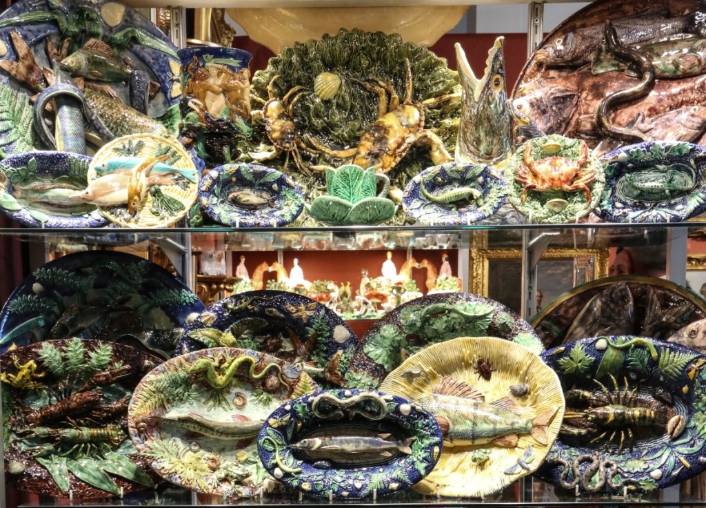 A selection of majolica Palissy ware was on show with London dealer Jesse Davis.