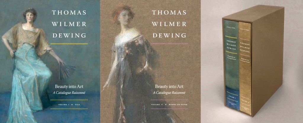 Thomas Wilmer Dewing: Beauty into Art, A Catalogue Raisonné by Susan A. Hobbs with Shoshanna Abeles is published by Yale University Press. The two hardcover volumes are enclosed in a slipcase. Volume 1 includes oil paintings and notes on frames. Hobbs’ biography of the artist begins with his early years, 1876-1880, before discussing Dewing’s Aesthetic period in the 1880s-90s. The last three chapters address portraiture, figures in landscapes and figures in interiors. Volume II explores pastels, silverpoints, lithographs and drawings by the artist. It includes both a subject index and a title index. The catalogue is available for purchase at www.thomaswilmerdewing.org.