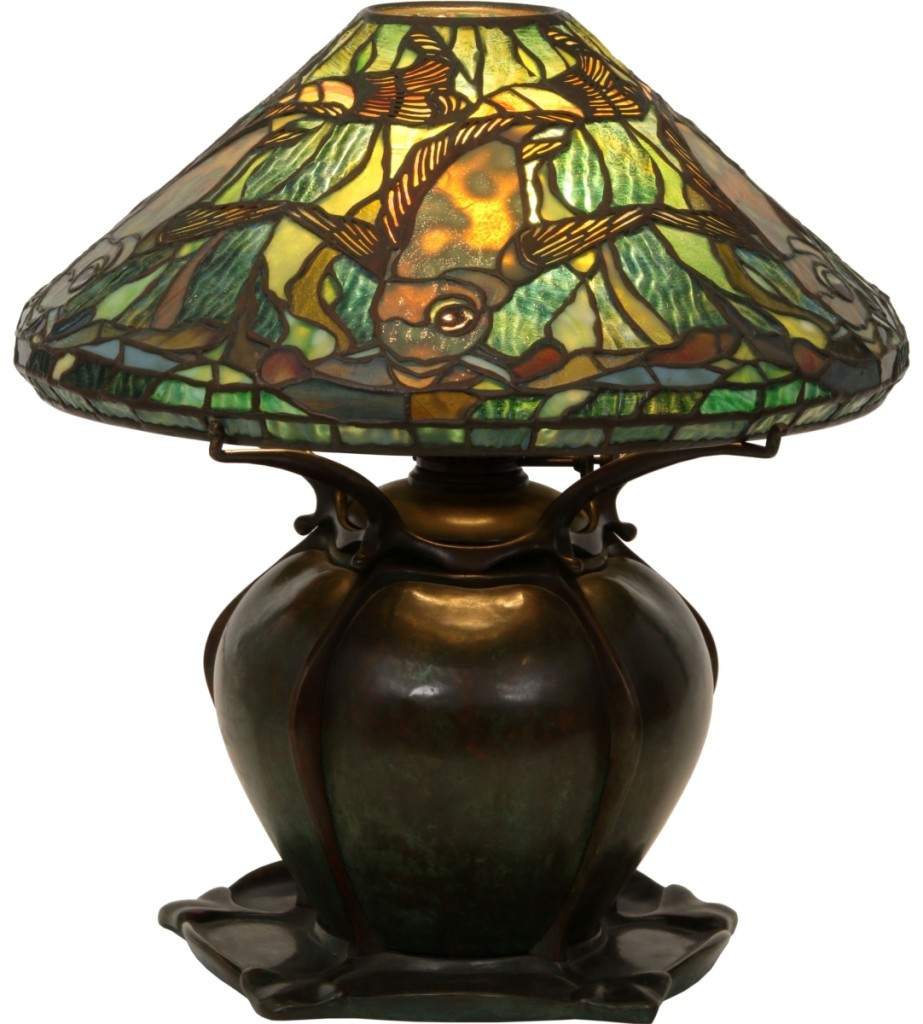 The top lot of the auction was a Tiffany leaded glass aquatic fish lamp that handily bested its $80/100,000 estimate to attain $193,600.
