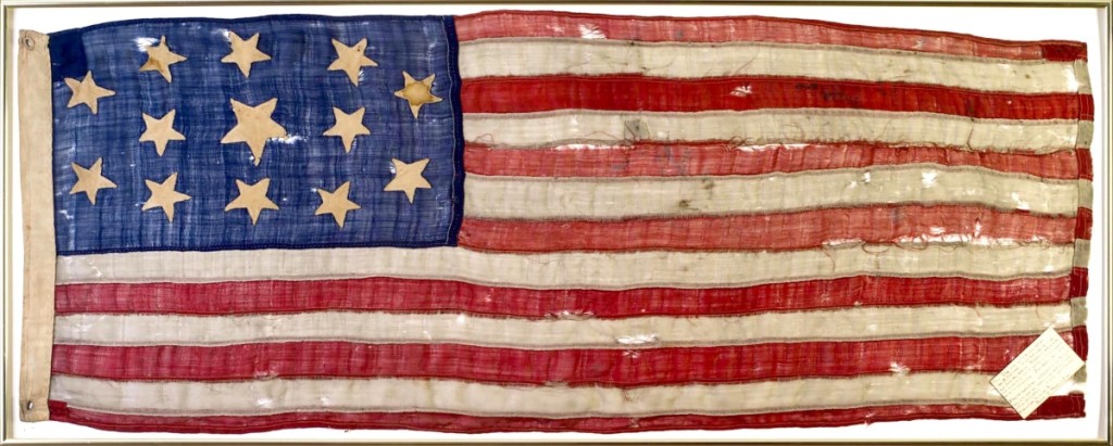 After the sale, Ron Bourgeault said this Civil War 13-star flag was one of the surprises of the day. It sold for $27,600, far over the estimate. It was accompanied by a note that, in part, said “this flag was given to my father Geo. W. Marshall when but a lad of 9, by a Civil War neighbor whose wife had made it for him to carry in his knapsack, which he did for the four years...”