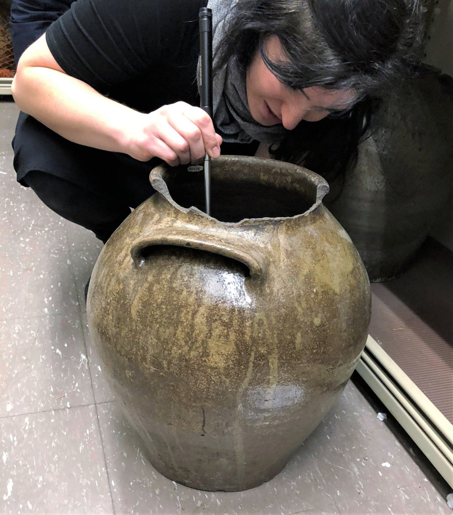 Grant recipient Katherine C. Hughes is working with American Wing curator Adrienne Spinozzi on a study of Edgefield, S.C., stoneware.
