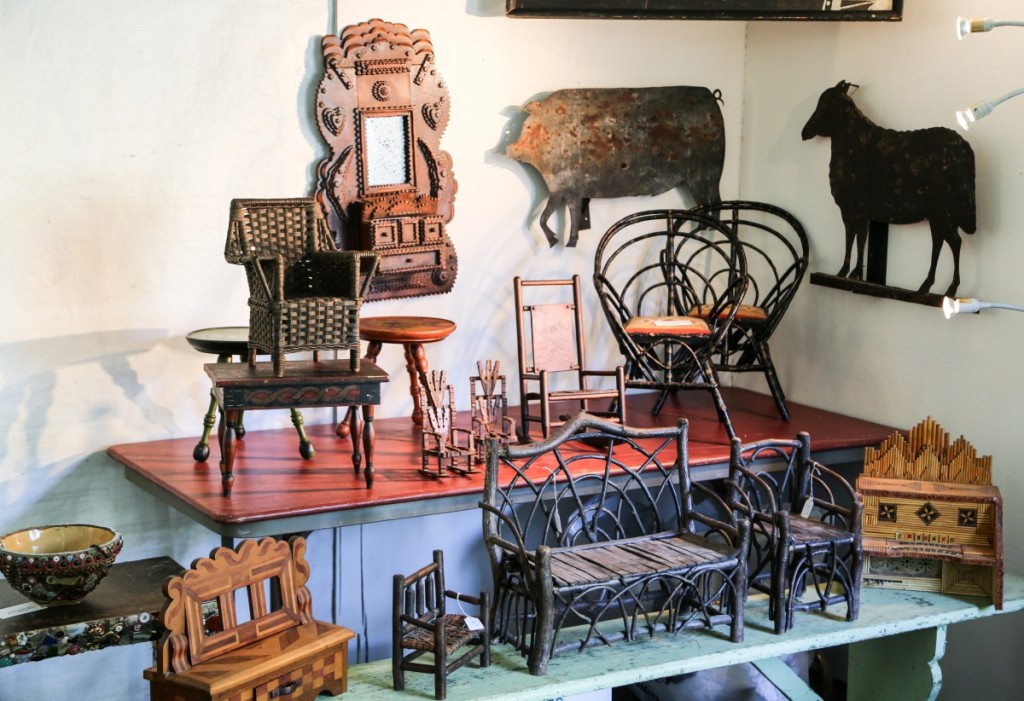 Judy and James Milne, Kingston, N.Y., exhibited a collection of Adirondack doll furniture.