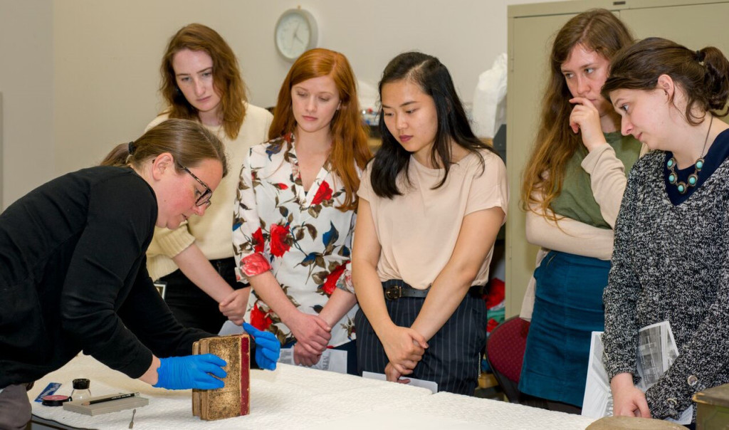 Currently a fellow at the National Gallery of Art in Washington, DC, Tammy Hong, center, is interested in materials.