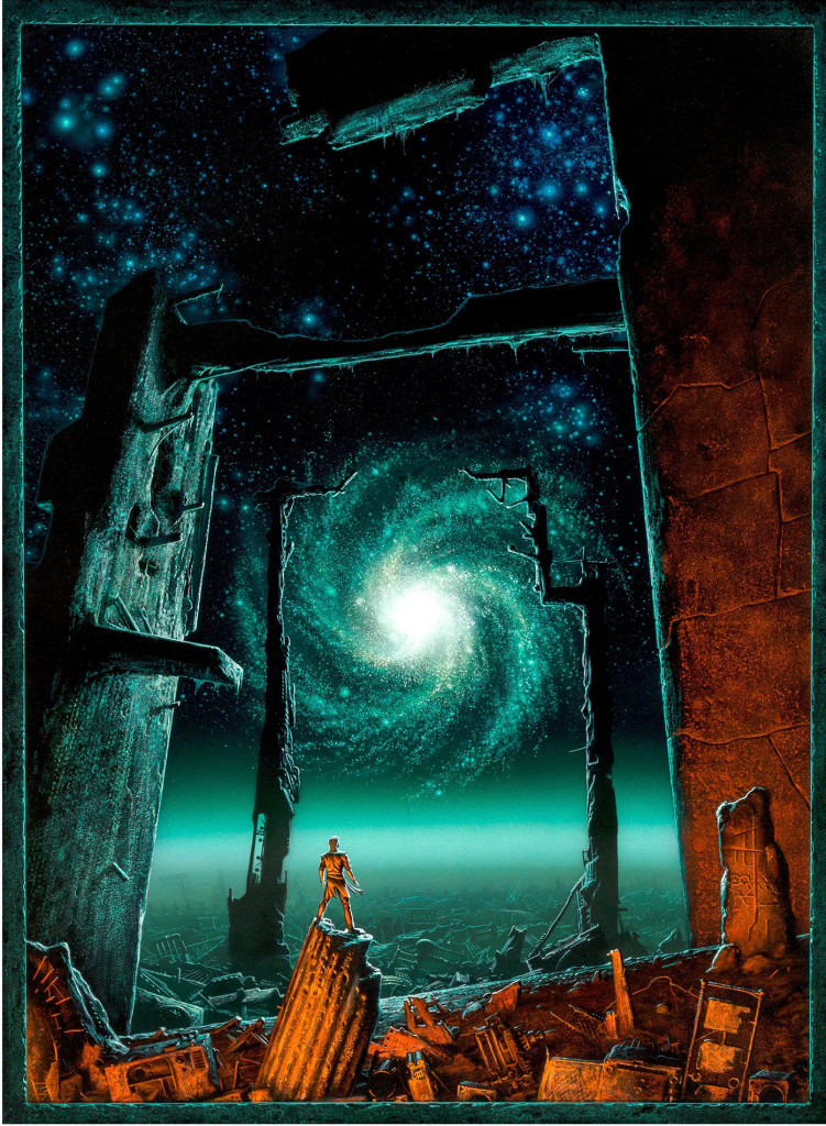 Michael Whelan (American, b 1950), “Foundation's Edge,” paperback cover, 1983, acrylic on board, 29 ½ by 21 ¼ inches, realized $68,750—far exceeding its $10,000 estimate and setting an auction record for the artist. 
