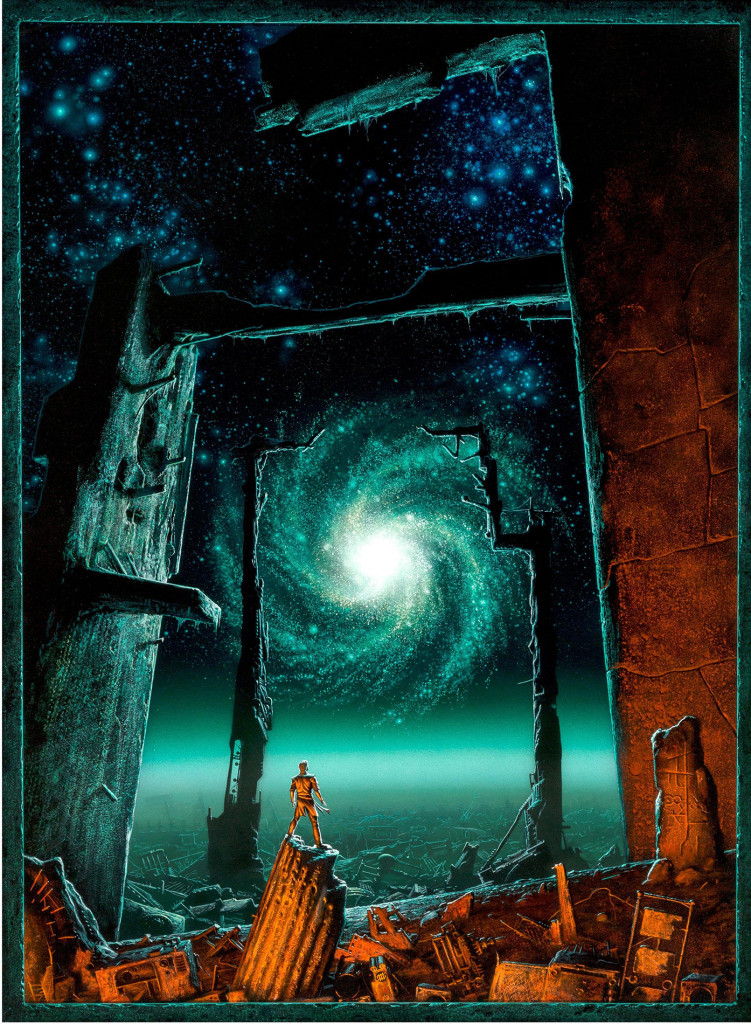 Michael Whelan (American, b 1950), “Foundation's Edge,” paperback cover, 1983, acrylic on board, 29 ½ by 21 ¼ inches, realized $68,750—far exceeding its $10,000 estimate and setting an auction record for the artist.