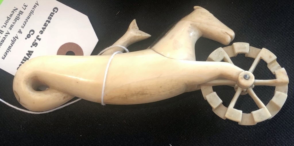 The elaborate whalebone pie crimper achieved $3,120, selling to a left bid.
