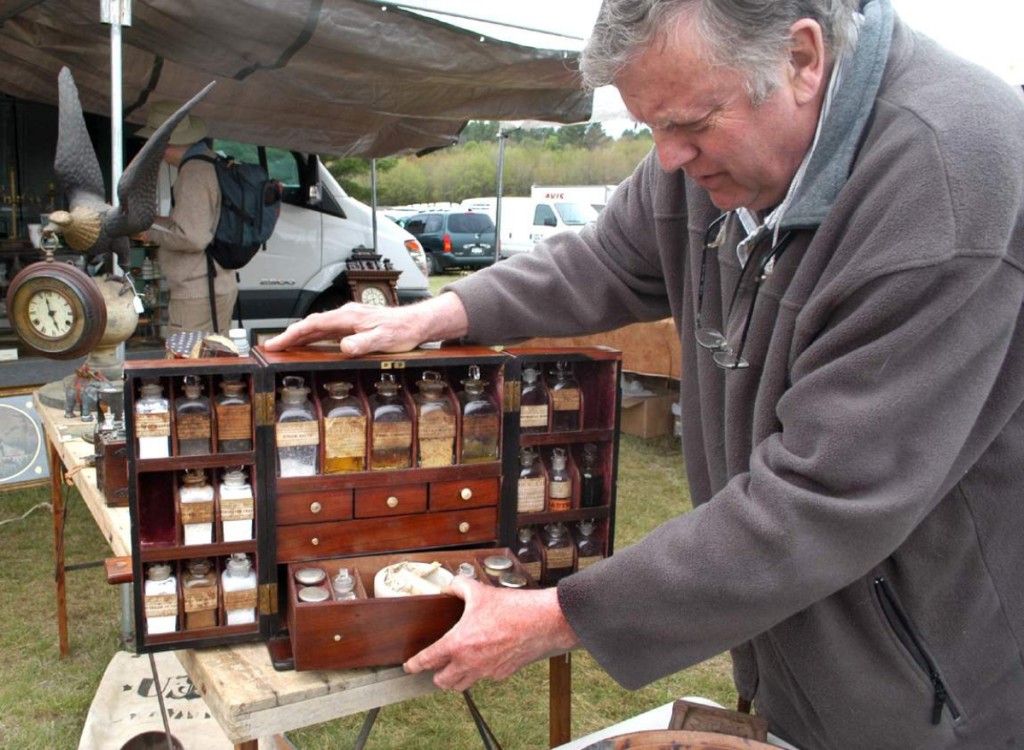 Paul DeCoste at Brimfield, in an undated photo.   —Antiques and The Arts Weekly photo