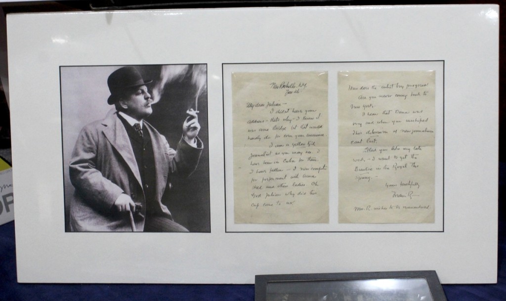 Archivally matted with a 13-by-23-inch image of American painter, illustrator, sculptor and writer Frederic Remington (1861-1909), this two-page letter written just before the Spanish-American War presents Remington’s views on “yellow journalism,” which was reaching its prime. It was being offered by Dennis Holzman Antiques, Cohoes, N.Y.