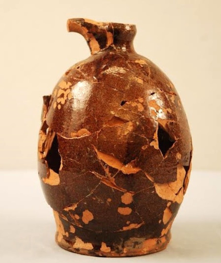 Jug attributed to the Bayley Pottery recovered at the site of Jonathan Lowder’s Trading Post in Veazie, Maine, within a circa 1775-79 archaeological context. Courtesy the University of Maine.