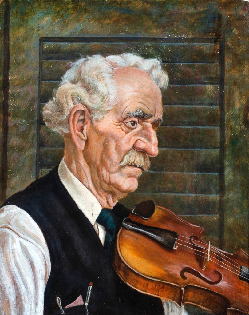 The highest priced item in the sale, selling for $8,540 was an egg tempera on Masonite, “Study for Old Man with Violin” a 1940 work by Jackson Lee Nesbitt. The artist was friendly with Thomas Hart Benton and the two often traveled together, sketching. Nesbitt’s work was included in an exhibit at the 1939 World’s Fair.