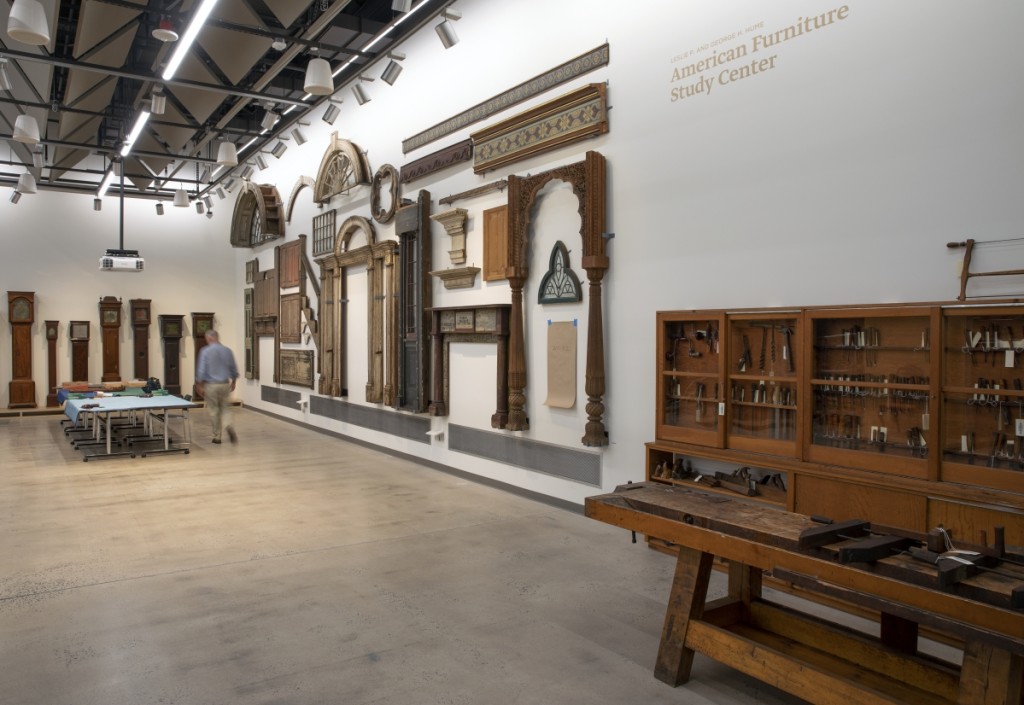 The Hume Furniture Study at Yale West Campus displays more than 1,300 artifacts, among them rarely seen architectural woodwork and historic tools.