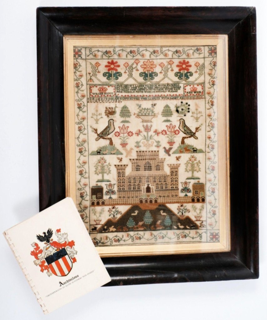 The most successful item among the Auchincloss material was a lot with a sampler dated 1802 and a 70-page genealogy of the family, which sold far over the estimate, finishing at $10,800.
