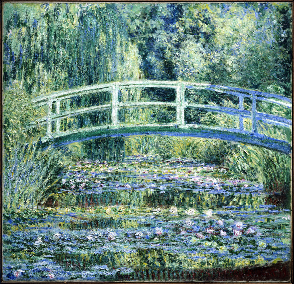 “Waterlilies and Japanese Bridge” by Claude Monet, 1899. Oil on canvas, 35-5/8 by 35-5/16 inches. Princeton University Art Museum: From the Collection of William Church Osborn, class of 1883, trustee of Princeton University (1914–1951), president of the Metropolitan Museum of Art (1941–1947); given by his family, 1972–15. Photo Credit: Princeton University Art Museum/Art Resource, NY.