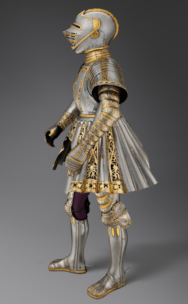 Ceremonial Armor of Charles V by Conrad Seusenhofer (first recorded 1500, died 1517), Austrian (Innsbruck) and German (Augsburg), circa 1512-14. Steel, silver, gold, copper alloy, textile, and leather; as mounted: 58-5/8 by 27½ by 21-5/8 inches. Kunsthistorisches Museum, Vienna, Imperial Armoury (A 109). Photo credit: Bruce M. White, 2019.